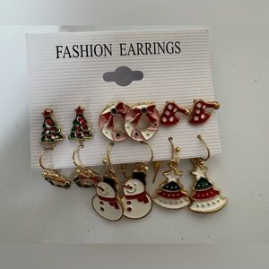 🛍️Any 5 items for $15 🛍️ enamel Christmas earrings set 5 pairs Studs dangle
